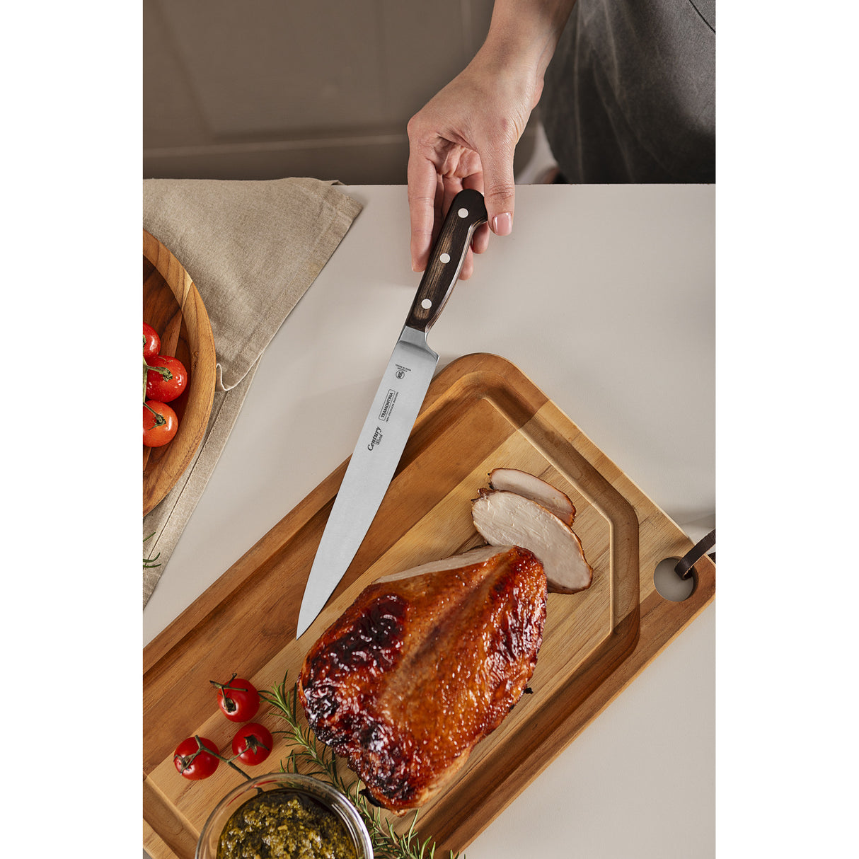 8 colių universalus peilis iš šimtmečio medienos