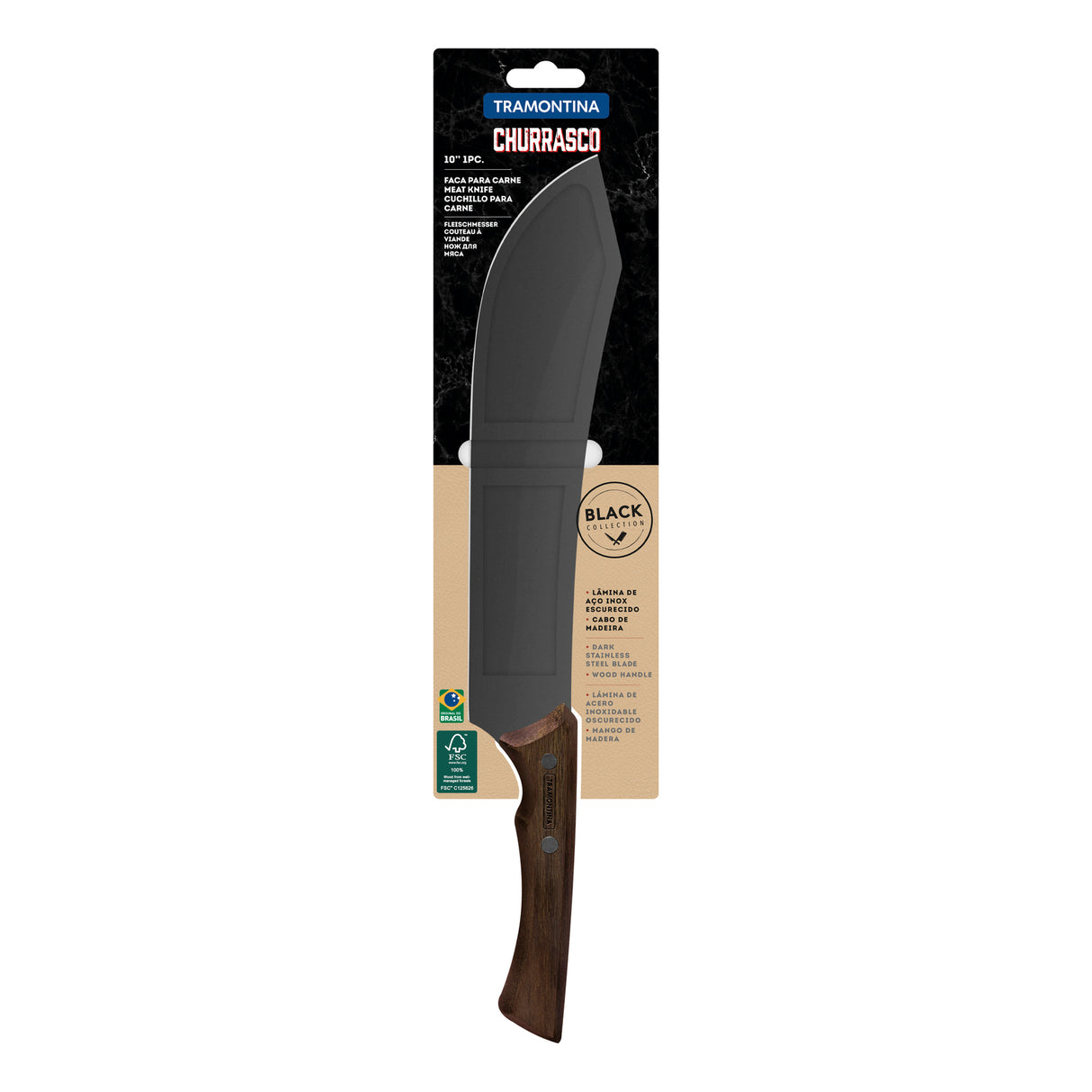 10'' MEAT KNIFE CHURRASCO, BLACK