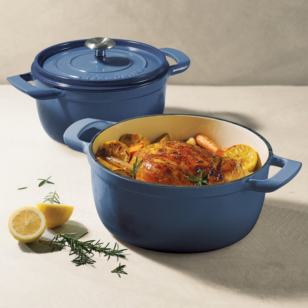 Enamelled Cast IRON Casserole Blue