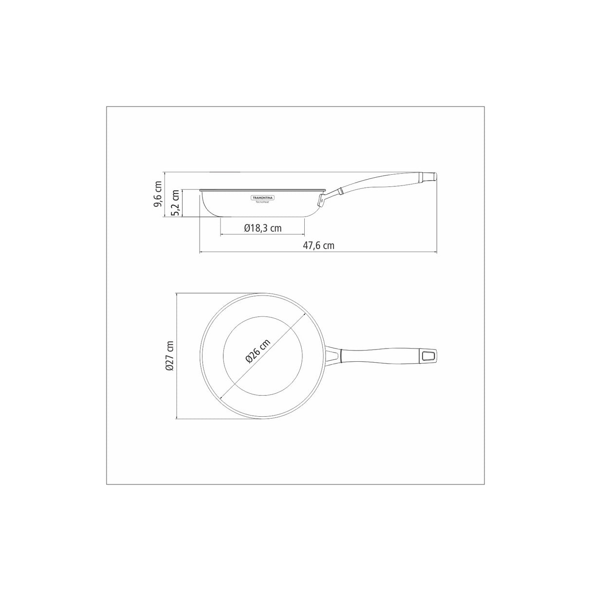 GRANO, 30 cm nerūsējošā tērauda cepšanas panna ar trīsslāņu korpusu un garu rokturi