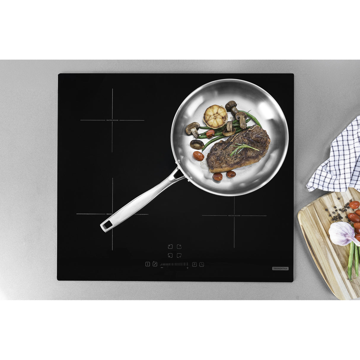 GRANO, 30 cm nerūsējošā tērauda cepšanas panna ar trīsslāņu korpusu un garu rokturi