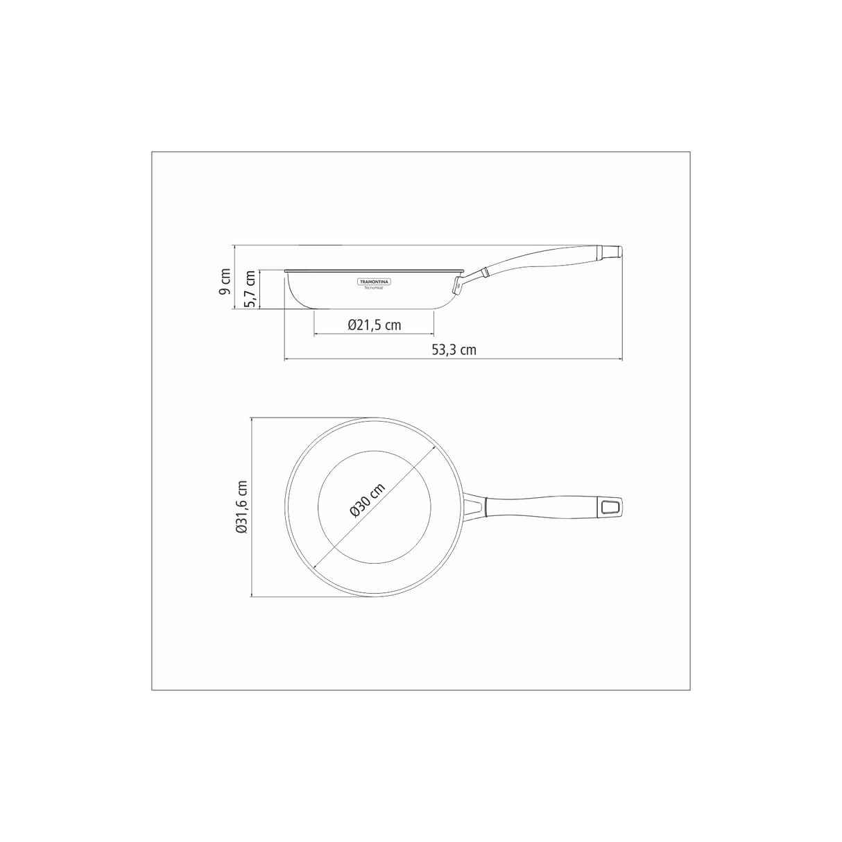 GRANO, 26 cm stainless steel frying pan with tri-ply body and long handle