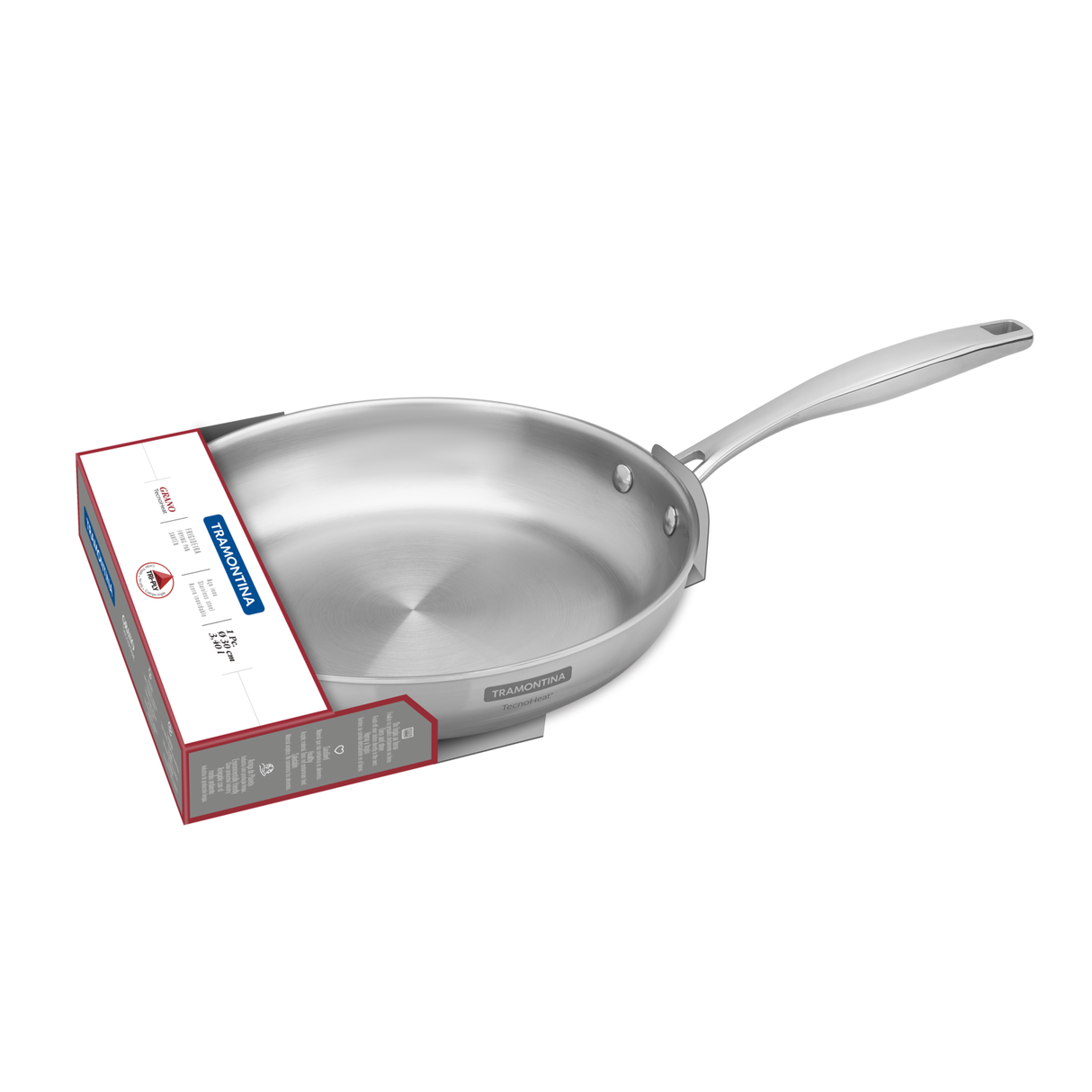 GRANO, 26 cm stainless steel frying pan with tri-ply body and long handle