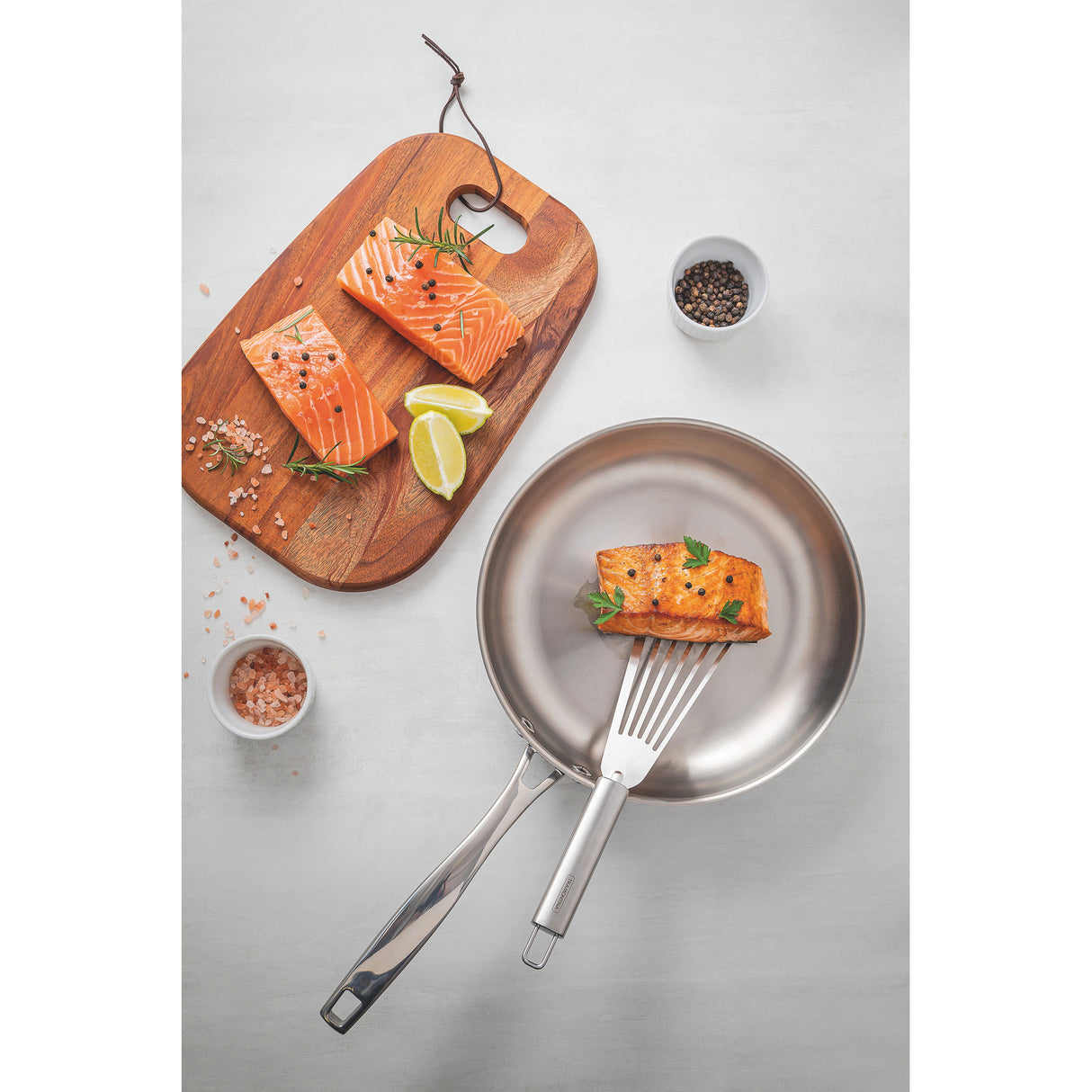 GRANO, 26 cm stainless steel frying pan with tri-ply body and long handle