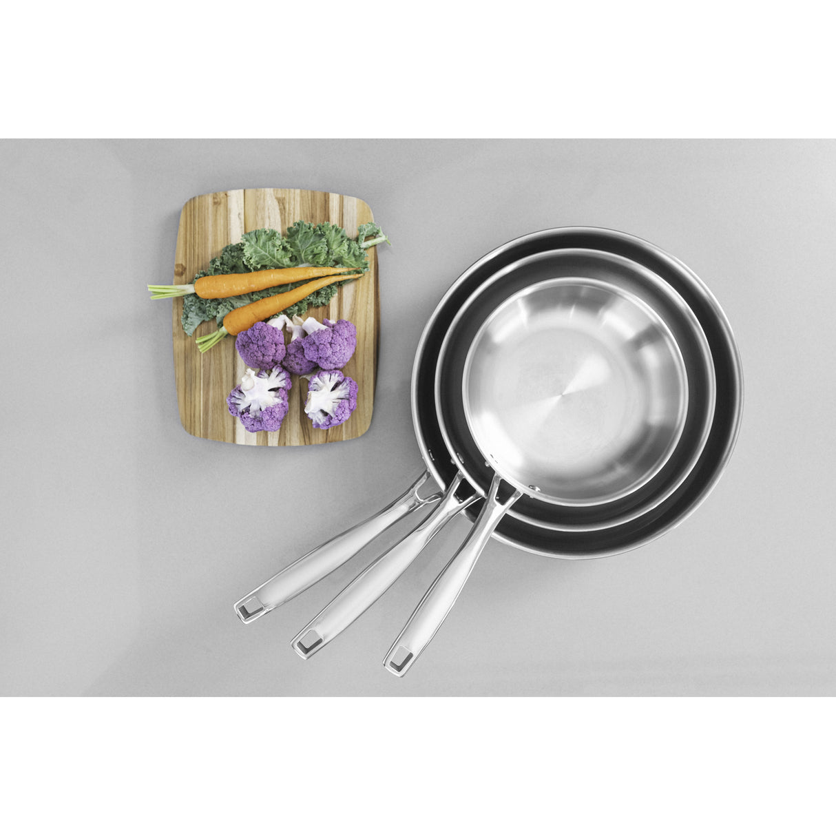 GRANO, 26 cm stainless steel frying pan with tri-ply body and long handle