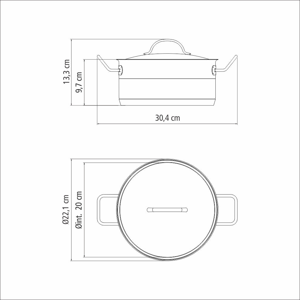 Professionaalne, 20 cm 2,9 l roostevabast terasest kastrul