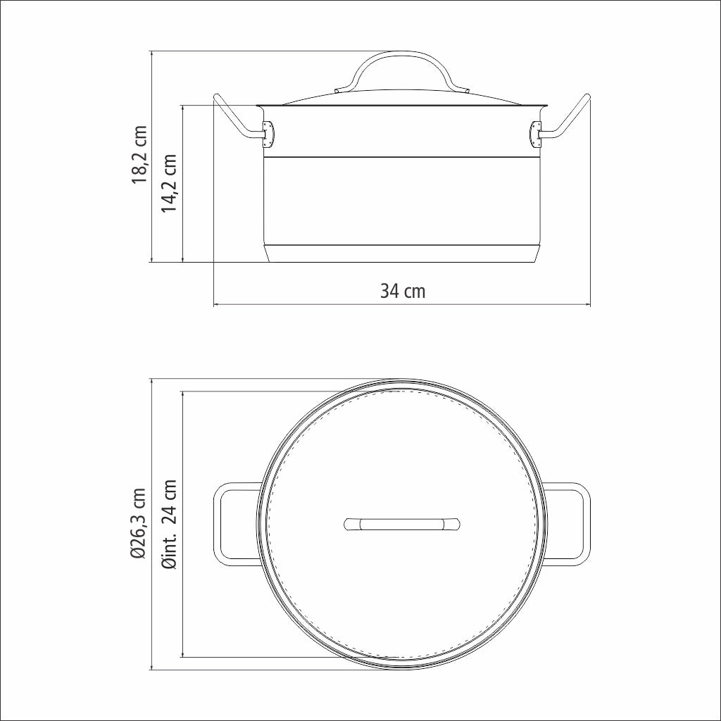 Profesionalus, 24 cm 6,1 l nerūdijančio plieno gilus puodas