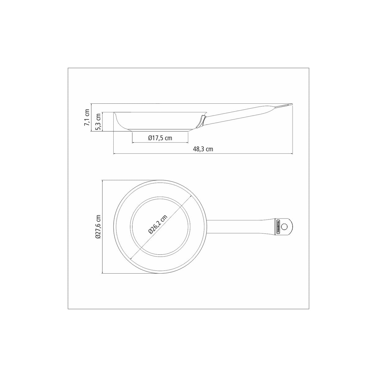 Professional nerūsējošā tērauda panna ar garo rokturi un trīsslāņu pamatni