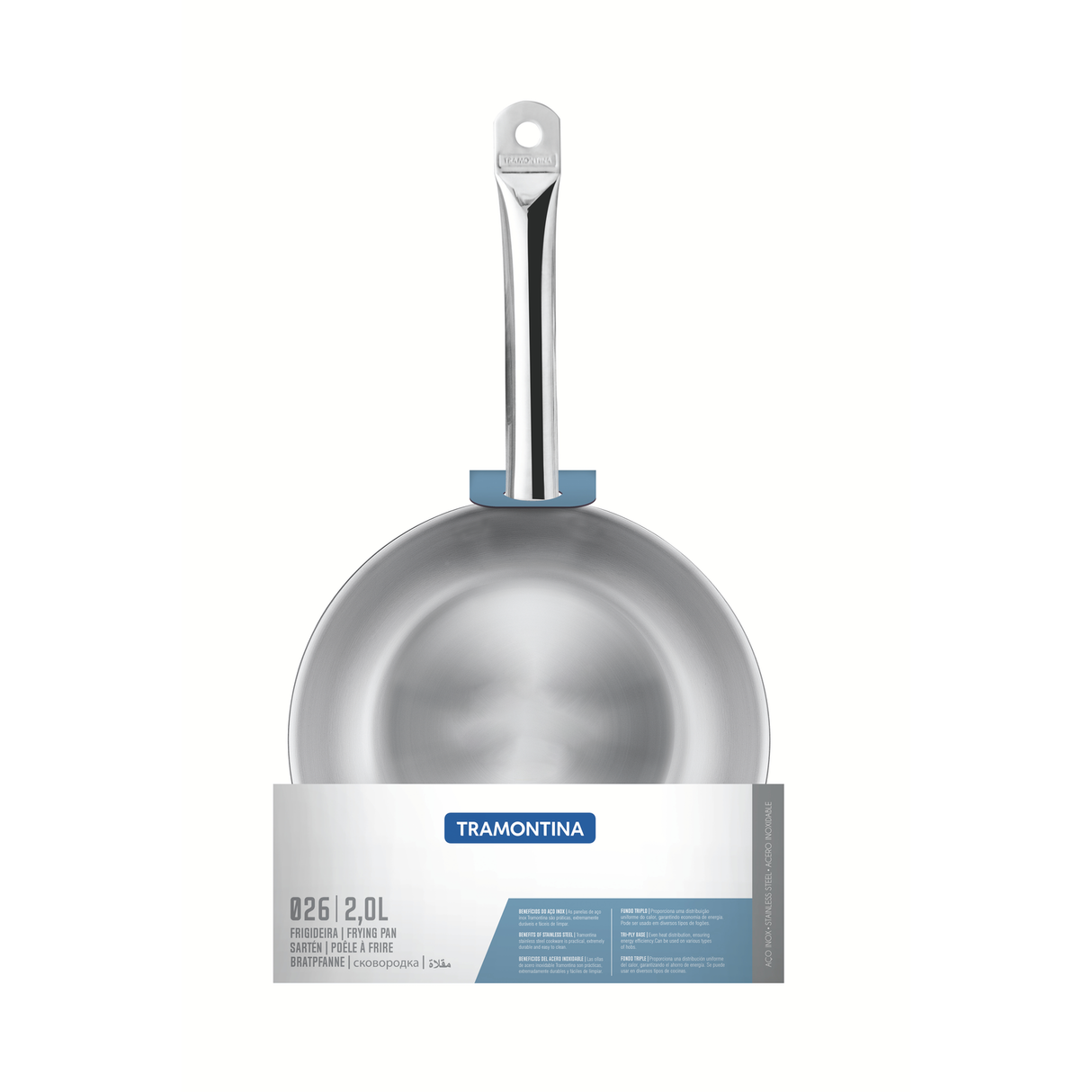 Professional nerūsējošā tērauda panna ar garo rokturi un trīsslāņu pamatni