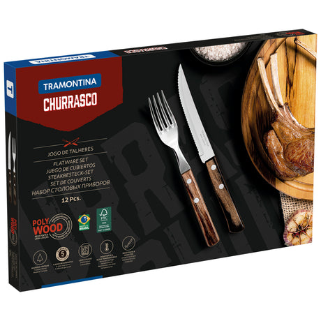 POLYWOOD FLATWARE SET BROWN, 12PCS.