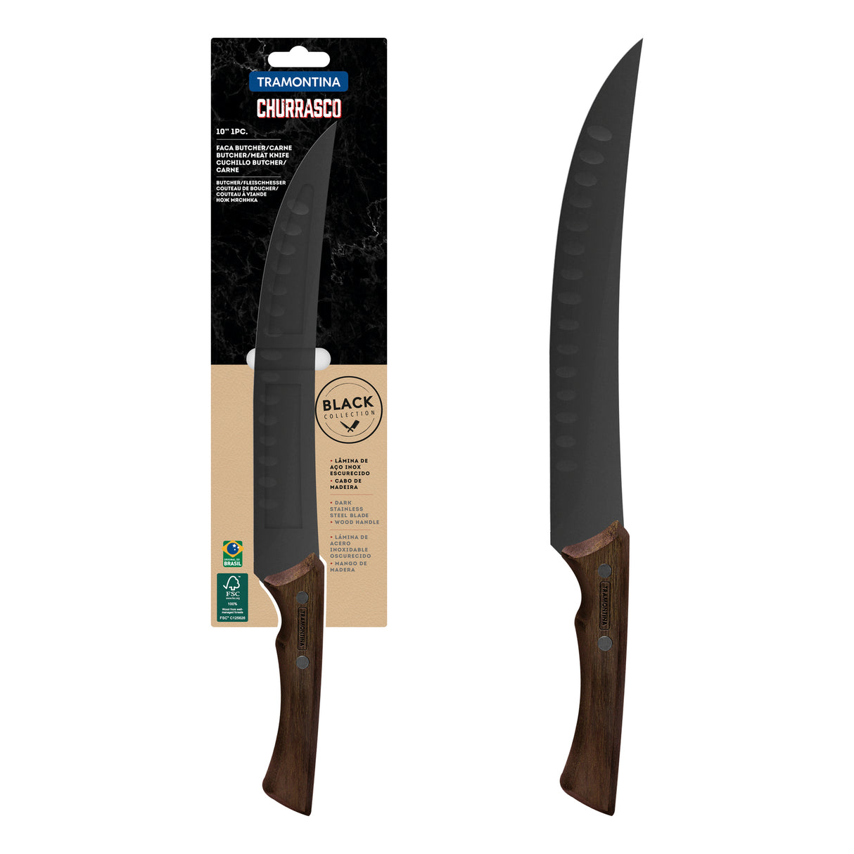 10'' MEAT KNIFE CHURRASCO, BLACK