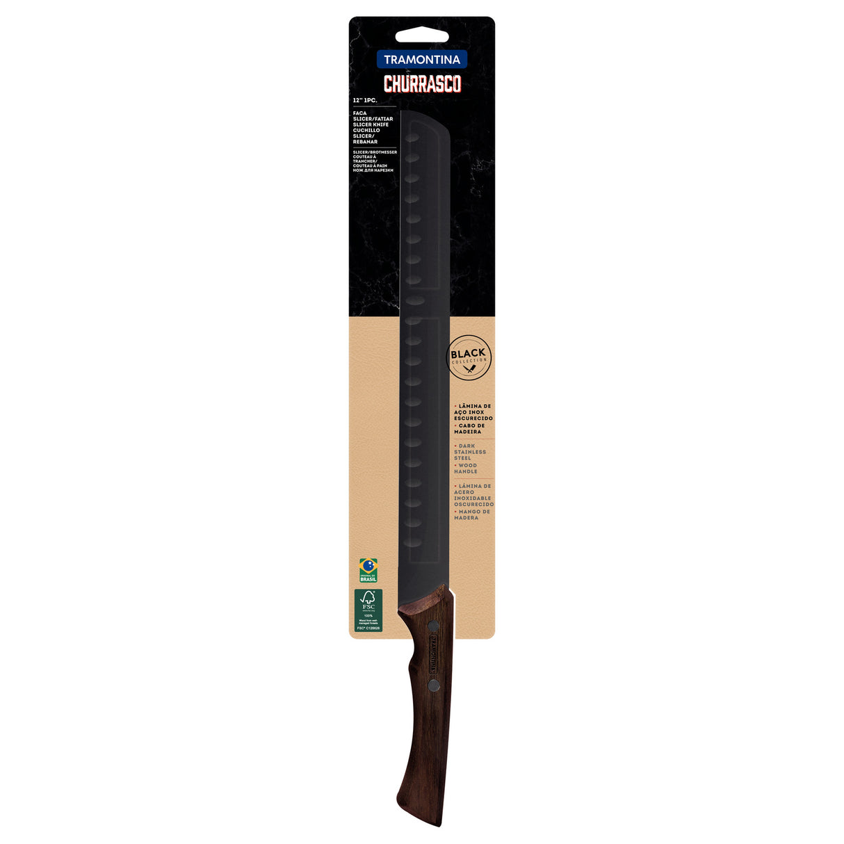 12'' SLICER KNIFE CHURRASCO, BLACK